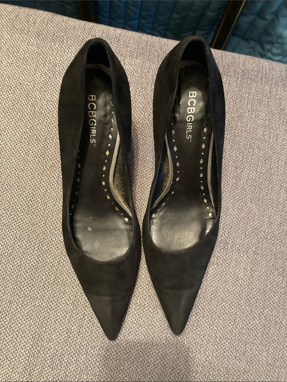 BCBGirls Black Pointed Toe Suede Pumps